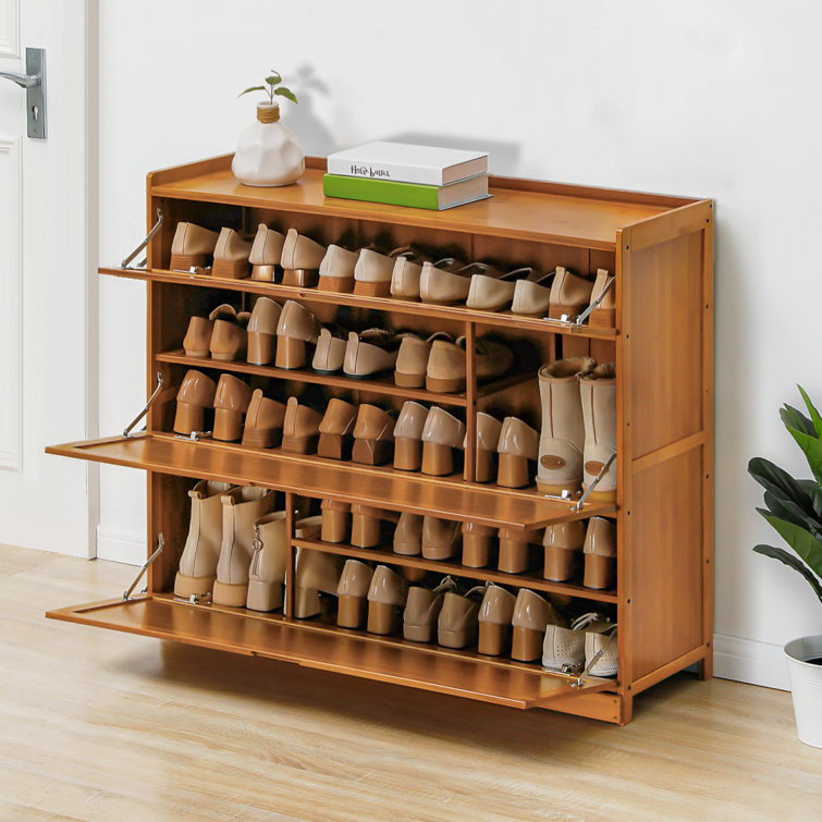 Hallway 39 [COLLAPSIBLE SHOE RACK] Natural Bamboo 5-Tier Boot Storage  Organizer