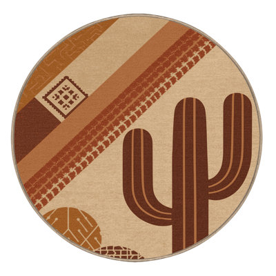 Machine Washable Pascasio Prickly Pear Global Inspired Geometric Rug in Brown – Binding