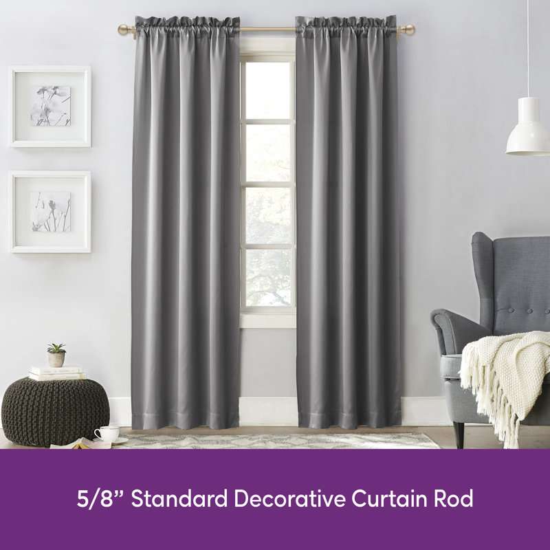 Wayfair Basics Ball End Single Curtain Rod, 28-48" or 48-86" Adjustable Length, 5/8" Dia. Steel, Soft Brass, 48" - 86" 