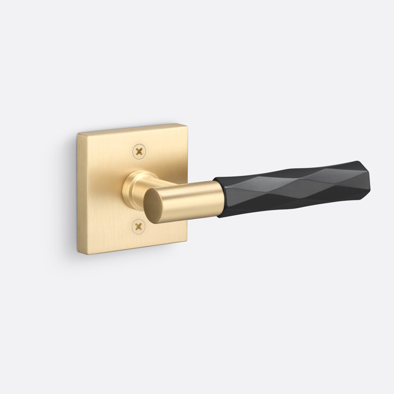 Aspra Square Dummy Rosette, Vertex Grip, Satin Brass/Matte Black, Single Dummy