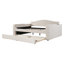Lit de jour double rembourré avec couchette, accoudoirs de rangement et système audio Bluetooth, molleton Teddy, beige-118661102-118661100