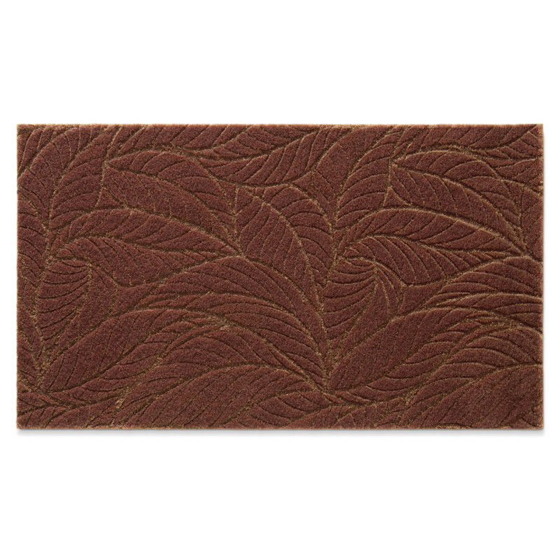 Tapis de porte Town & Country Living tout temps à motif feuillage, Rouge foncé