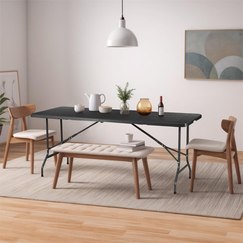 Table pliante portative pour l'intérieur et l'extérieur, Black