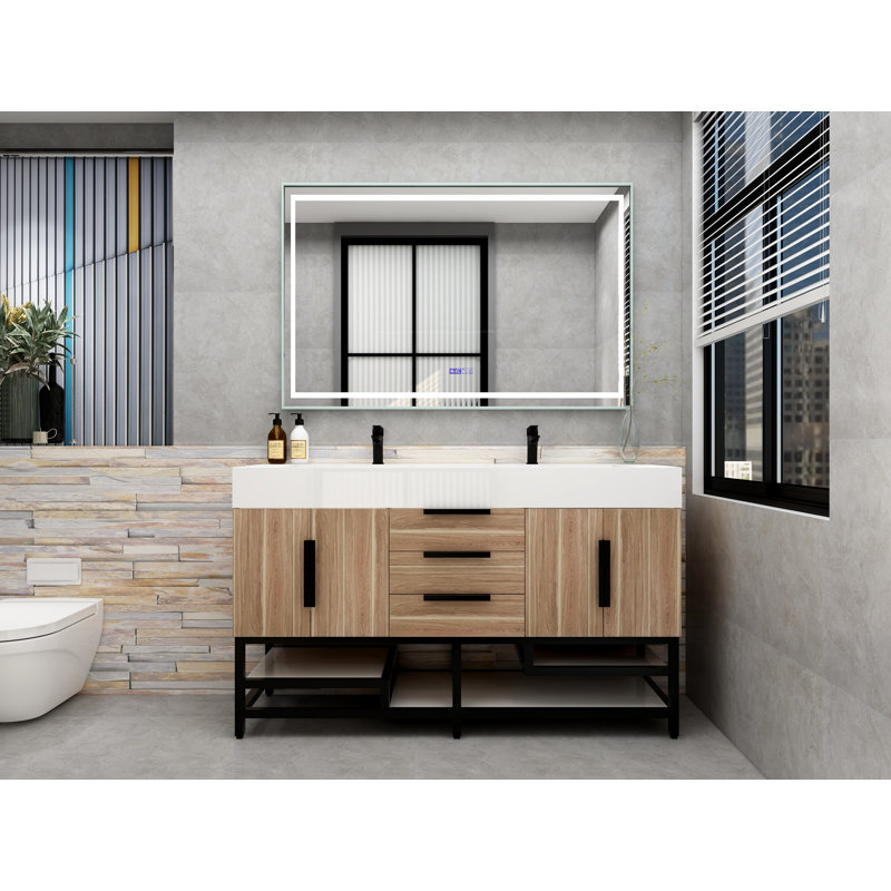 Meuble-lavabo sur pied simple 60 po Jessica, Chêne naturel