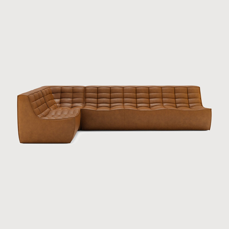 N701 Modular Sofa Set - Combo Left - 1 Seater + 2 Seater + 90° Square Corner, Old Saddle Genuine Leather