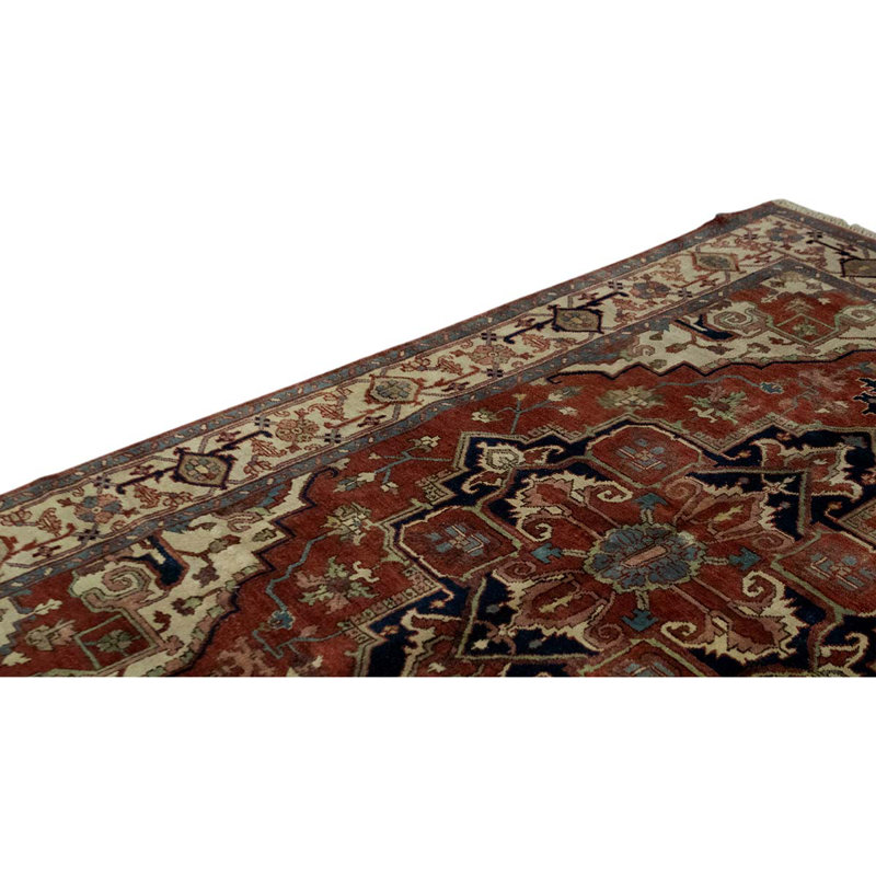 Tapis rouge / beige noué à la main de haute qualité