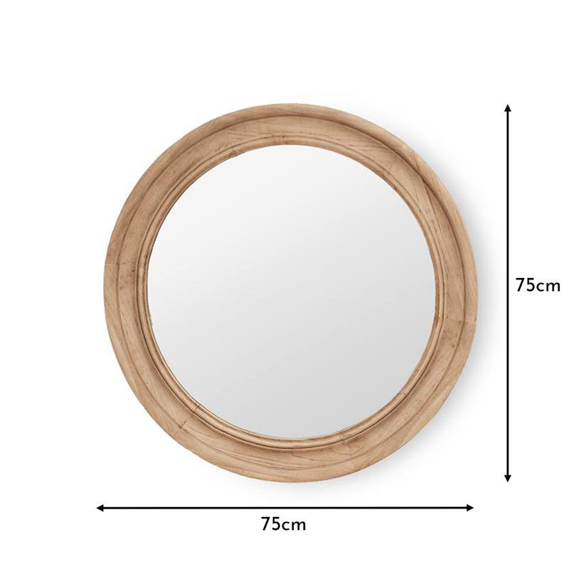 LANGTON 75cm Wooden Mirror, Brown