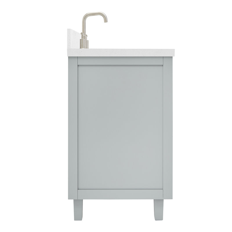 ARIEL Monroe 48 Single Sink Bathroom Vanity with Carrara Quartz Top, Gray, 48" - 49", Carrara White Quartz
