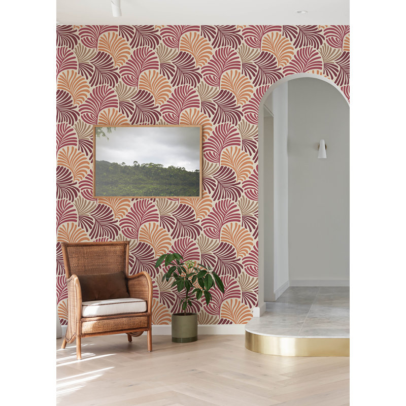 Papier peint Trousdale Fanning Flora, Framboise