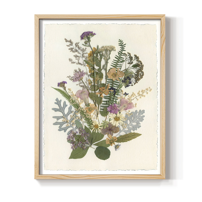 Organic Bouquet I, reproduction encadrée - bois massif, H 11 po x l 9 po, Naturel