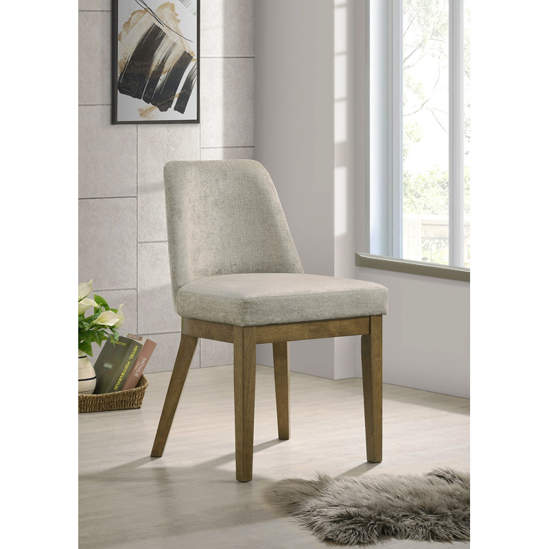 Ensemble de 2 chaises d'appoint rembourrées, brun clair et chêne brun