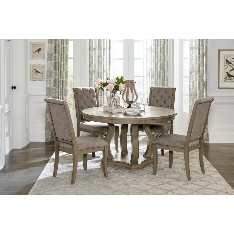 De 2 chaises d'appoint de salle à manger de style traditionnel, tissu cachemire gris, dossier à boutons, garniture cloutée (2) intrigante pour la maison
