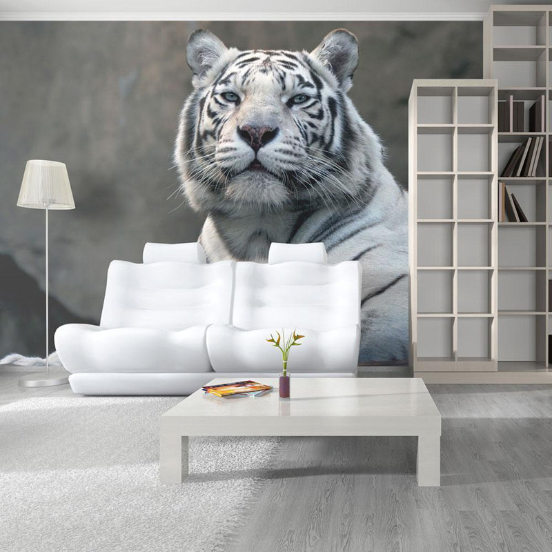 Murale tigre du Bengale dans un zoo, L 10,08 pi x l 13,08 pi