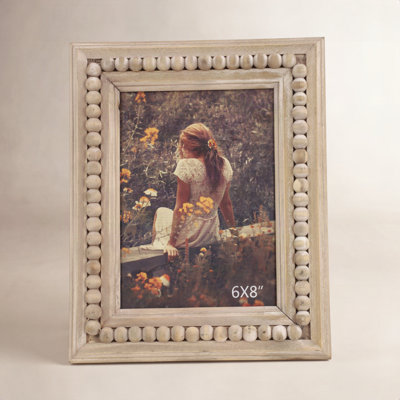 Wood Beaded 1 Slot Photo Frame