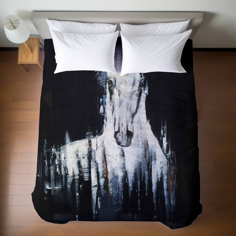 Housse de couette bleu animaux de ferme | Décoration de cheval abstraite