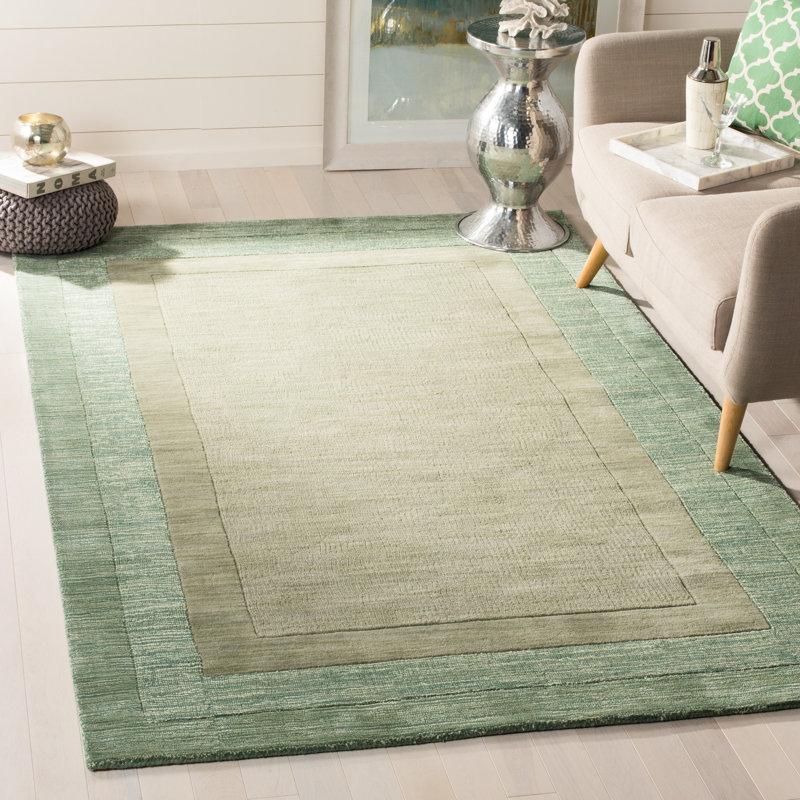 Tapis vert / beige en laine touffeté à la main Frederica, Rectangle 4 pi x 6 pi