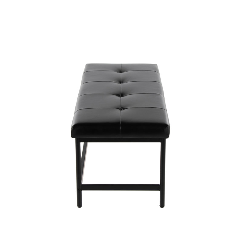 Banc en métal noir et similicuir noir, Noir