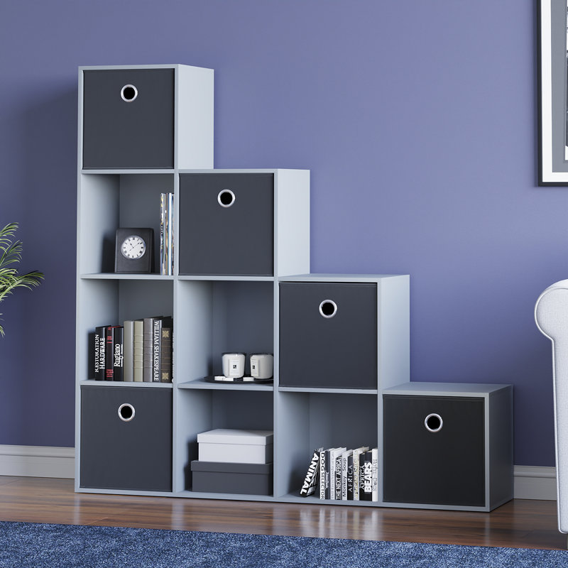 Hiltonia 128cm H x 128cm W Bookcase, Grey/Black