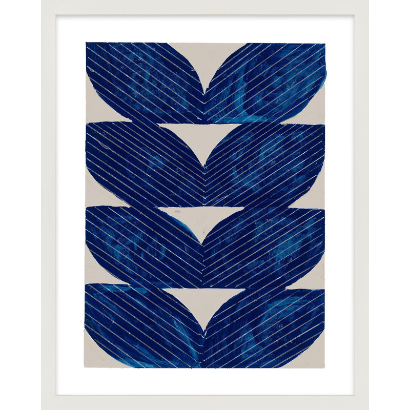 Navy Chevron By Andrea Stokes - Framed Wall Art, 30" H x 24" W, White