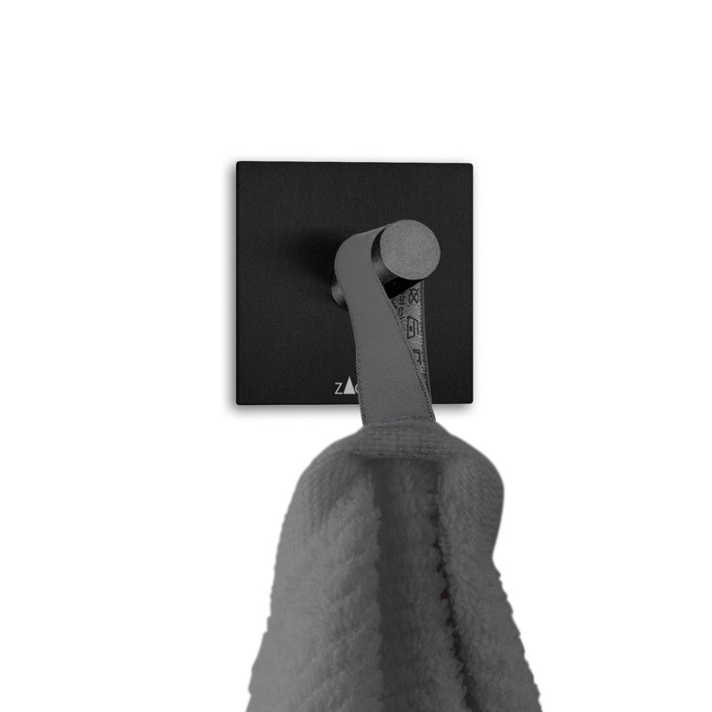 Crochet à serviette carré Zack Peco , Noir mat