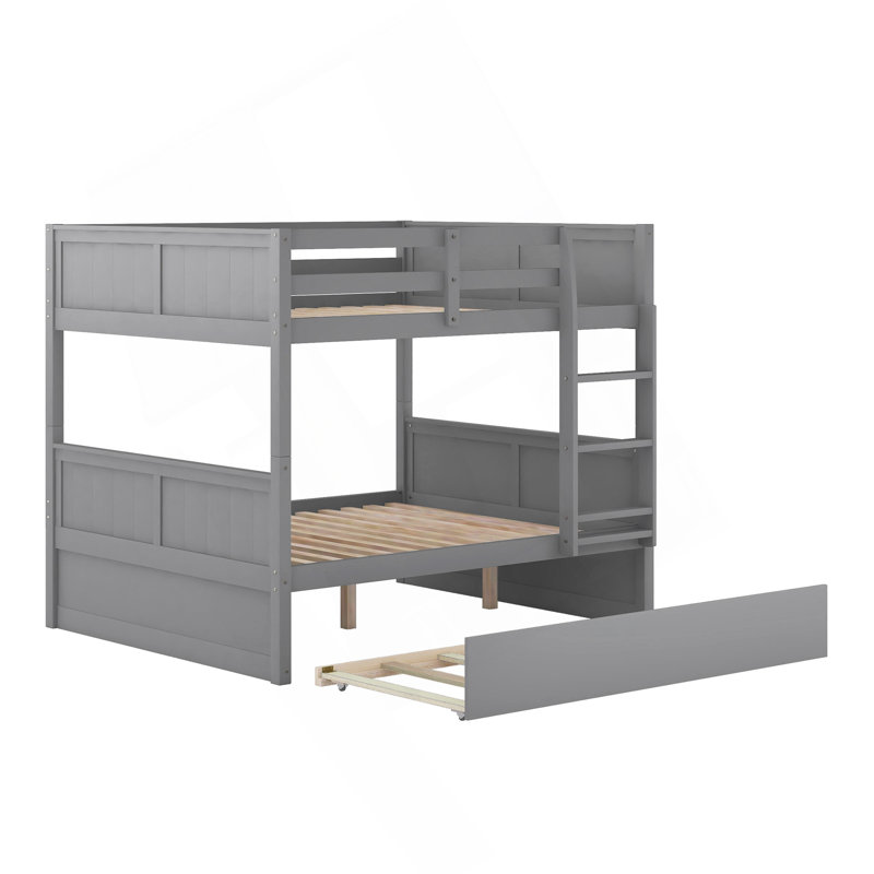 Lit superposé double au-dessus de double avec lit gigogne simple, Gris