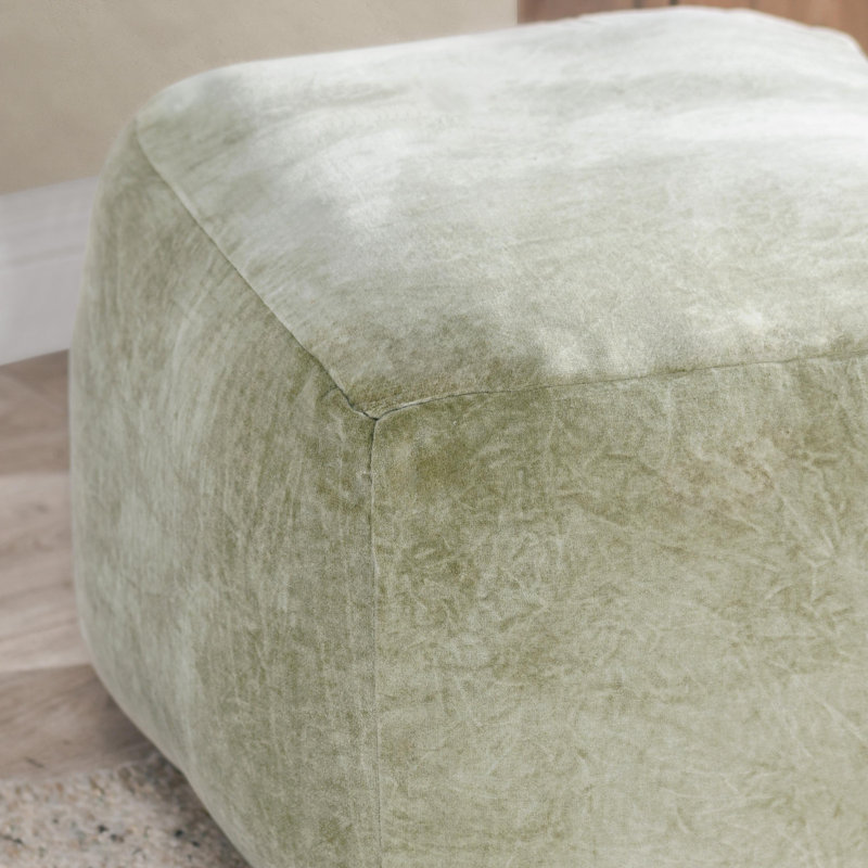 Heirloom Velvet Upholstered Floor Cushion Pouf, Sage Green