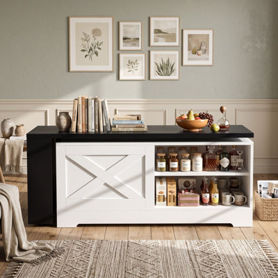 Table basse à plateau relevable Farmhouse avec plateau tournant, rangement ouvert et prises de courant