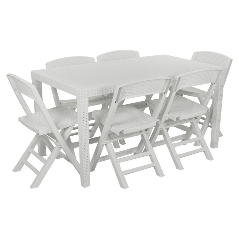 Windber Rectangular 7 - Piece 6 - Person 138Cm L Outdoor Table Set, 6, White