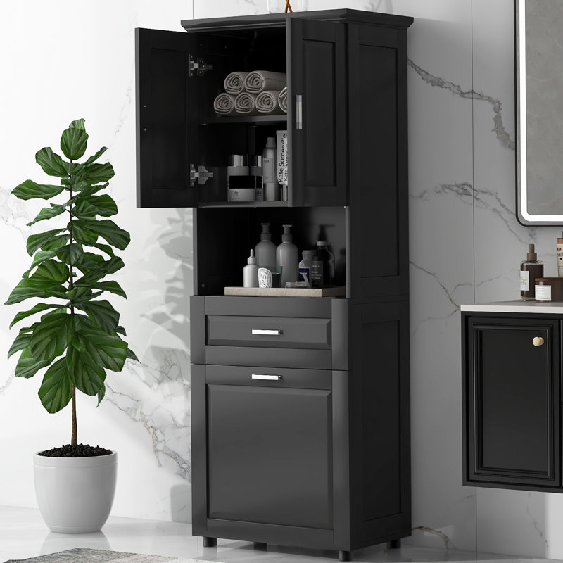 Cissie 69.92'' Freestanding Bathroom Cabinet, Black