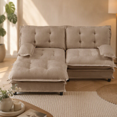 Canapé modulaire moderne en L de 77 pouces avec repose-pieds et coussins en chenille pour un confort et un style ultimes