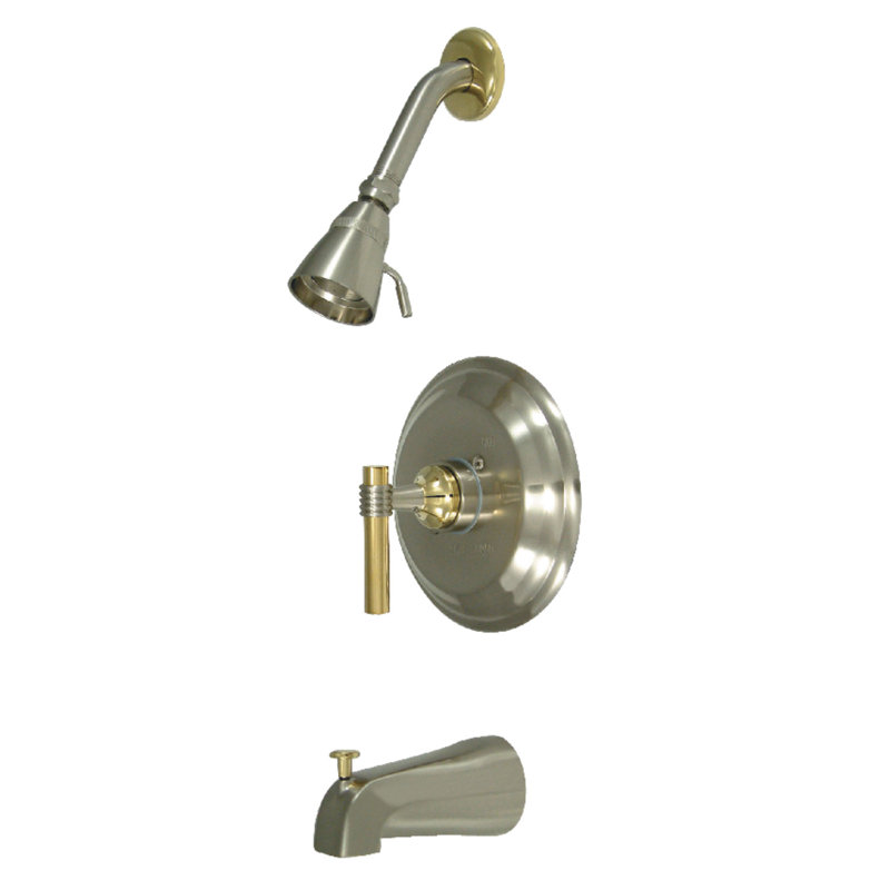 Kingston Brass Milano Single-Handle Pressure Balanced Tub and Shower Faucet, Trim Only, Brushed Nickel/Polished Brass