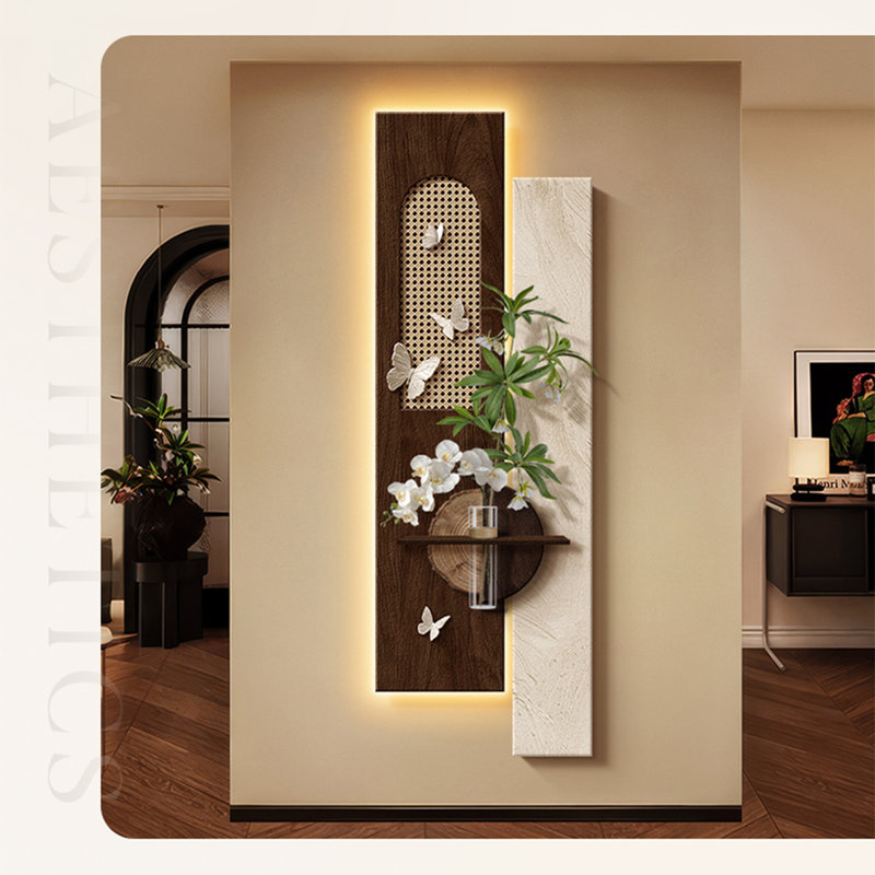 White,  Nutbrown Rectangular Sandstone Solid Wood  Wall art, 59.06" H x 19.69" W