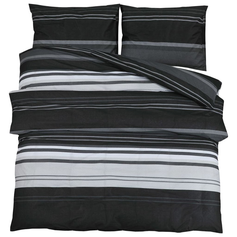 Roxsana Duvet Cover Set, black stripes, 220 x 240 cm + 65 x 65 cm