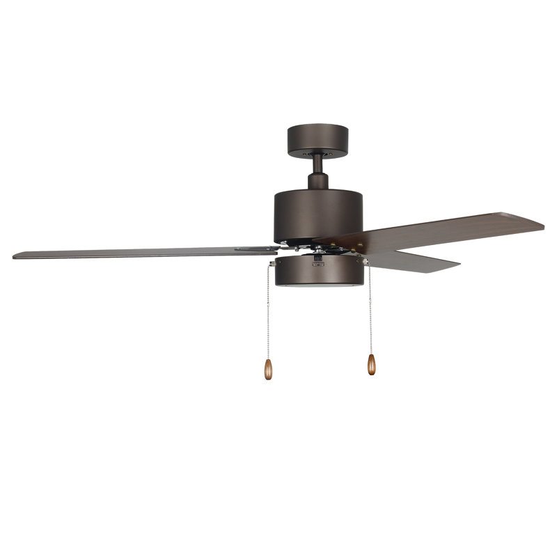 Kammerer 52" 3-Blade Indoor Ceiling Fan, 198, Oil Rubbed Bronze, Brown Wood