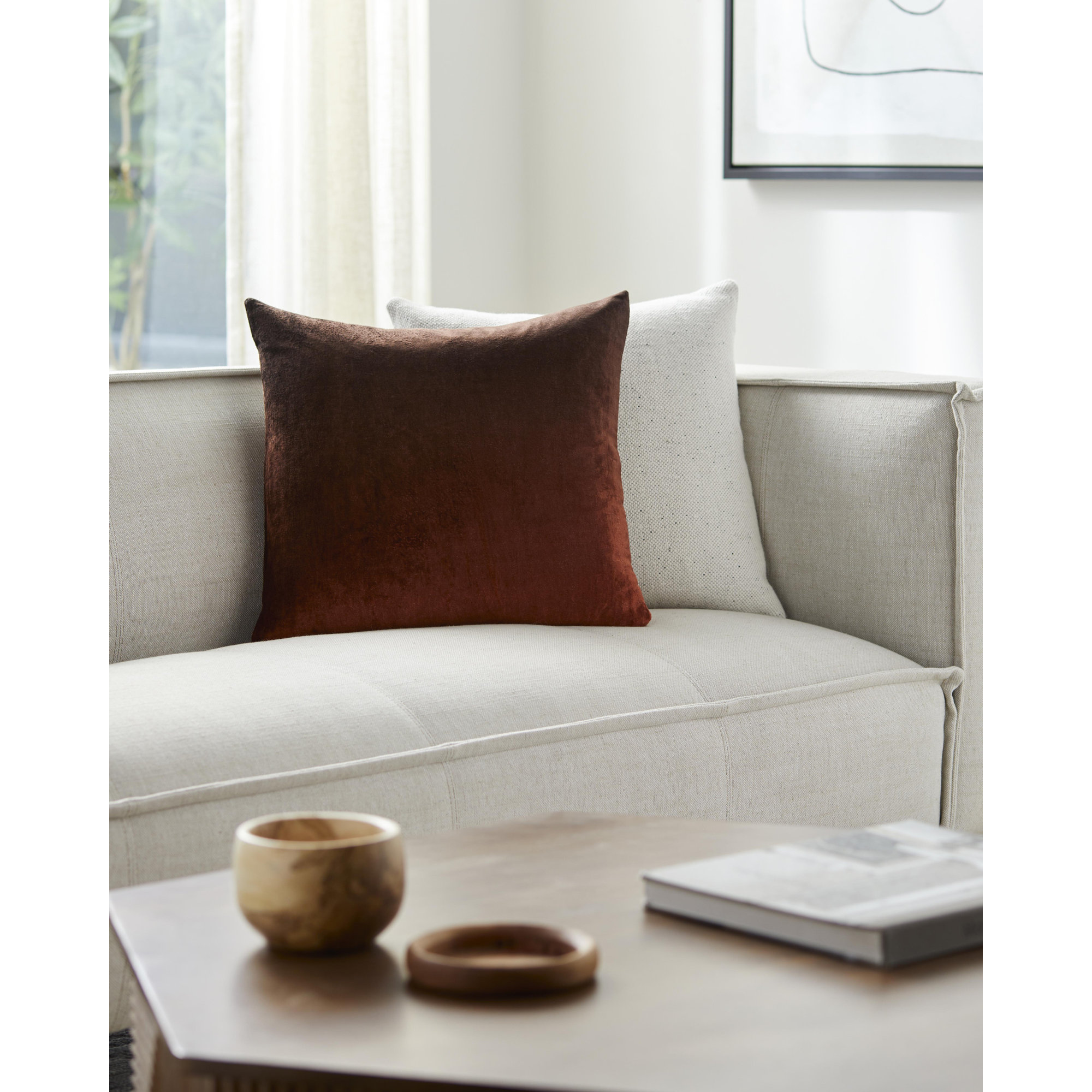 Theodosia 100% Viscose Throw Pillow, Dark Brown, 22" x 22", Pillow Cover Only - No Insert