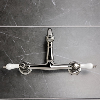Kingston Brass Vintage Double-Handle 2-Hole Wall-Mount Bridge Kitchen Faucet