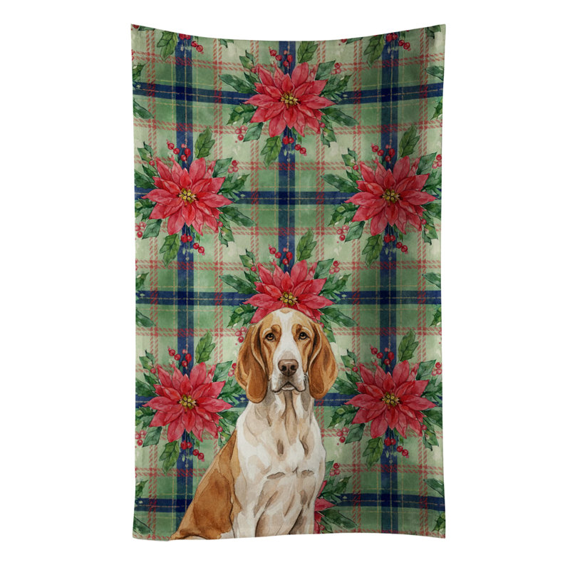 Bracco Italiano Christmas PoinsettIas Kitchen Towel, Brown/White Bracco Italiano