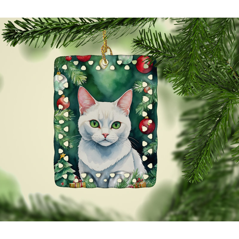Ornement en porcelaine Khao Manee, Chat Khao Manee