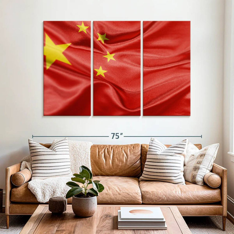 Creased Chinese Flag, 42" H x 65" W