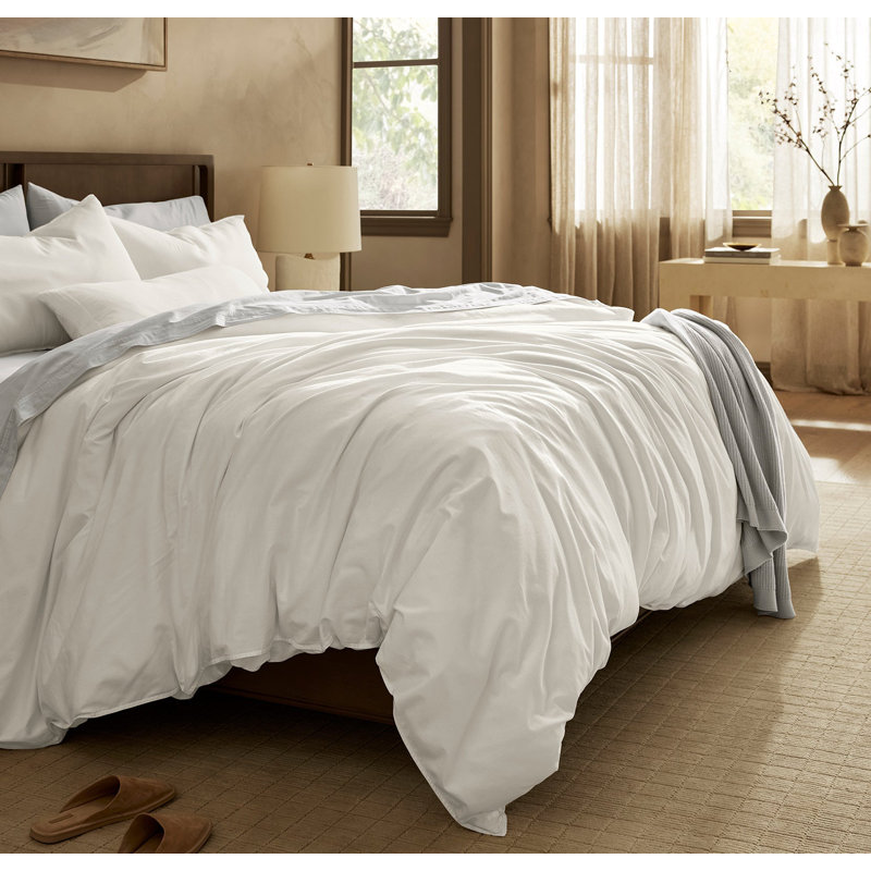 Signature Vintage Washed Duvet Set, King/Cal King Duvet Cover + 2 King Shams, Vintage White