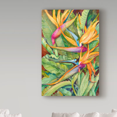 Deetra 'Birds of Paradise' Acrylic Painting Print on Wrapped Canvas