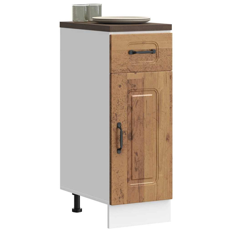 Kitchen Base Cabinet Kalmar Engineered Wood, 81.5cm H x 30cm W x 46cm D, Old Wood