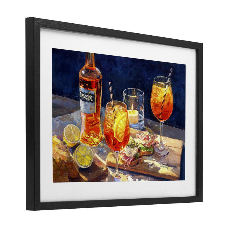 «Sprits Table Still Life», reproduction encadrée sous verre, conception de Ziwei Li, H 14 po x l 20 po, Cadre noir minuit