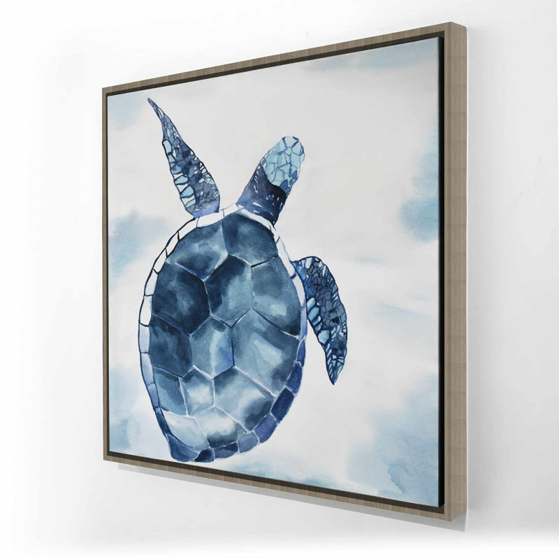 Tortue bleue - art encadré bleu pour la décoration intérieure
