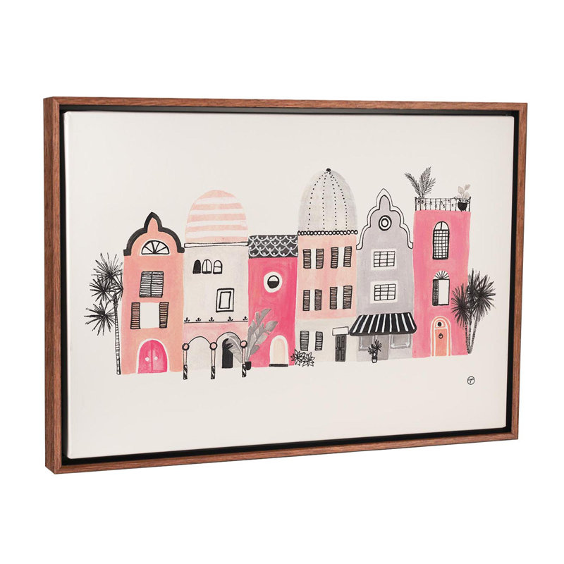 « row of houses », art, H 26 po x l 40 po x 1,5 po, Toile avec cadre en bois classique