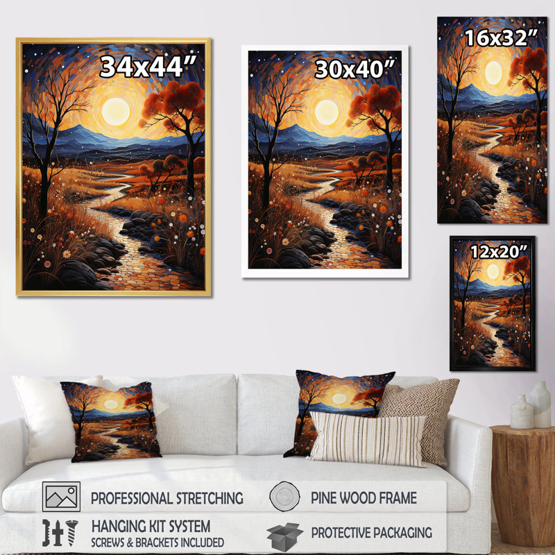 Hoeke Desert Wilderness Pointillism sur impression sur toile, Cadre photo noir, H 20 po x l 12 po x P 1 po