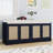 Rattan bench with storage cabinet