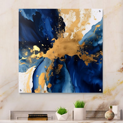 Lalisha - art mural acrylique sur fond bleu et or