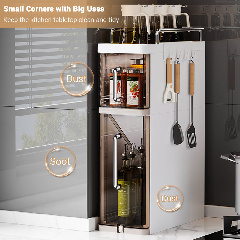 Armoire de rangement de bureau étroite, support de rangement multifonctionnel pour pot à épices, 19.69" H x 6.1" W x 13.98" D