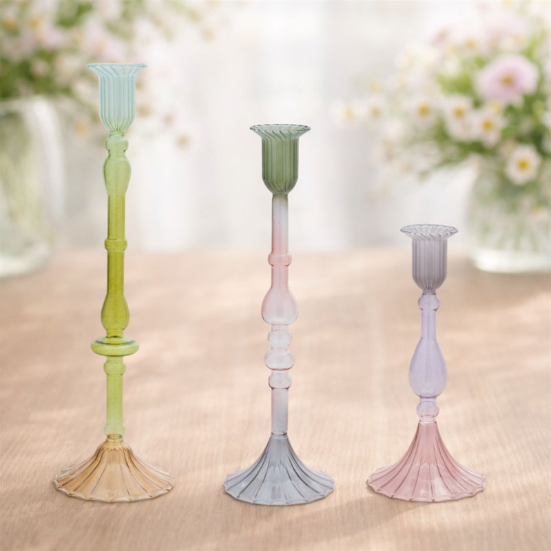 Multicolored Glass Taper Candle Holder